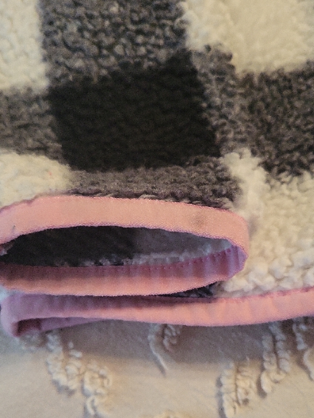 Jumping beans Black & White Buffalo Check Girls Fleece Jacket with Pink Trim - Picture 2 of 5